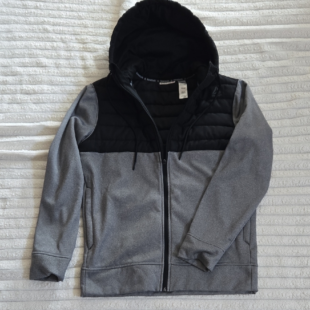 Men's Black and Gray Hooded Jacket